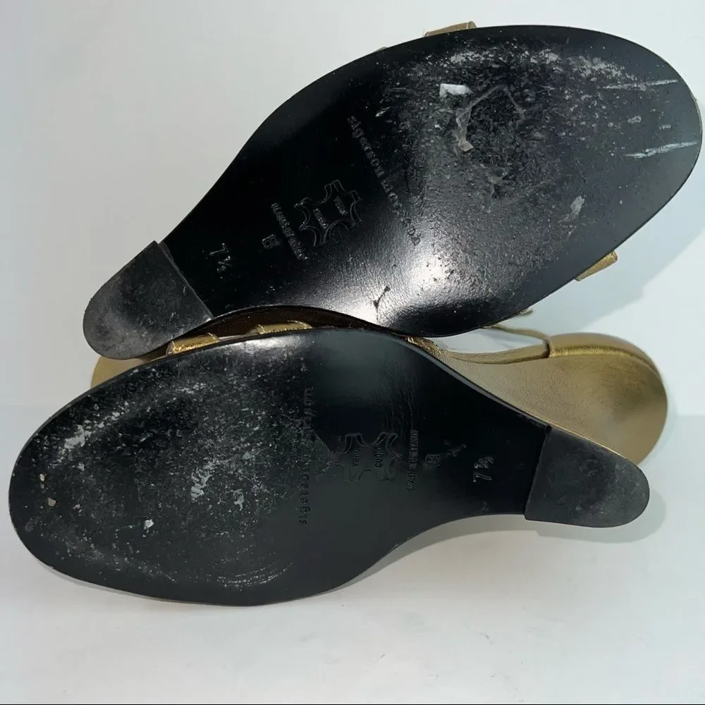 Sigerson Morison • Bronze Dress Wedge Sandals w/ New York Patent